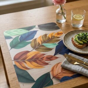 CASA-NEST PVC Table Placemat Set of 6 | 45x30 cm Waterproof & Heat Resistant Dining Mats | Non-Slip Table Protector for Kitchen & Dining DS-3