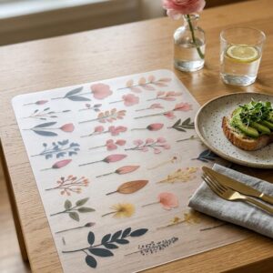 CASA-NEST PVC Table Placemat Set of 6 | 45x30 cm Waterproof & Heat Resistant Dining Mats | Non-Slip Table Protector for Kitchen & Dining DS-3