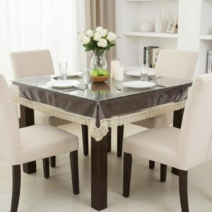 CASA-NEST Transparent Golden Border Rectangular Center Table Cover Size:-40 x 60 inch