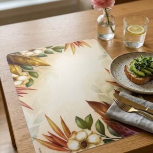 CASA-NEST PVC Table Placemat Set of 6 | 45x30 cm Waterproof & Heat Resistant Dining Mats | Non-Slip Table Protector for Kitchen & Dining DS-3