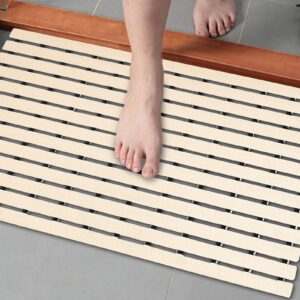 CASA-NEST PVC Shower mat for Bathroom (17 Inch X 24 Inch), Almond Beige, Thick Bath MAT