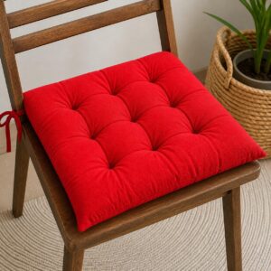 CASA-NEST Chair Pad Cushion 45x45 cm 1 Pc, Tufted Seat Cushion for Dining Chair, Study Chair, Office Chair, RED