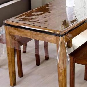 CASA-NEST PVC Transparent Waterproof Clear Table Cover 2-4 Seater -Without Border Or Lace-40X60 (Width X Length Inches(Imported Quality) Rectangular Plain